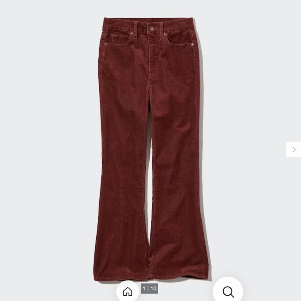 Uniqlo dark red/burgundy corduroy flare pants